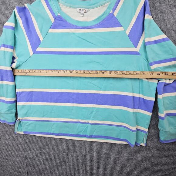 Wildfox Sweater Womens XL Blue Green Striped Crewneck Pullover Lightweight Top - Picture 4 of 7